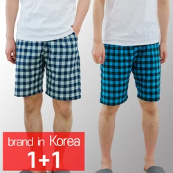 [콜라에스](1+1 2매) 남성 5부 선염파자마/파랑+연두/컴포터블/잠옷/반바지