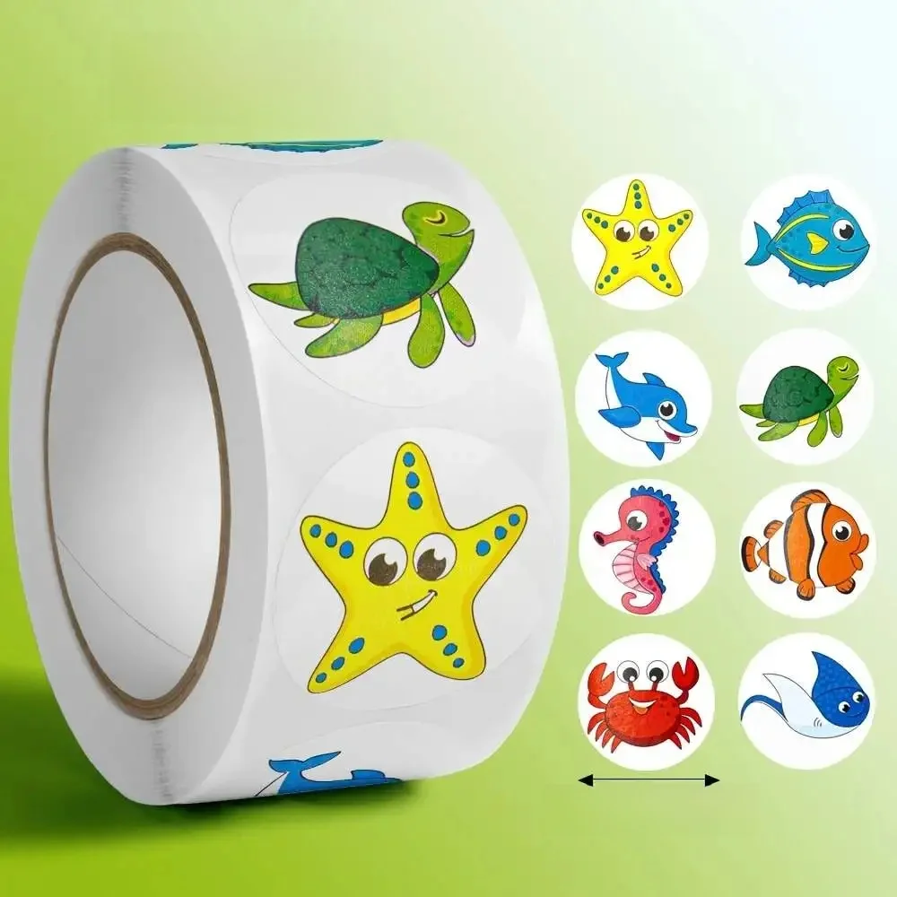 500 stks Leuke Cartoon Zeevis Stickers Voor kinderen Kinderen Beloning Label Aanmoediging Scrapbooking Decoratie Briefpapier Sticker - afbeelding 2