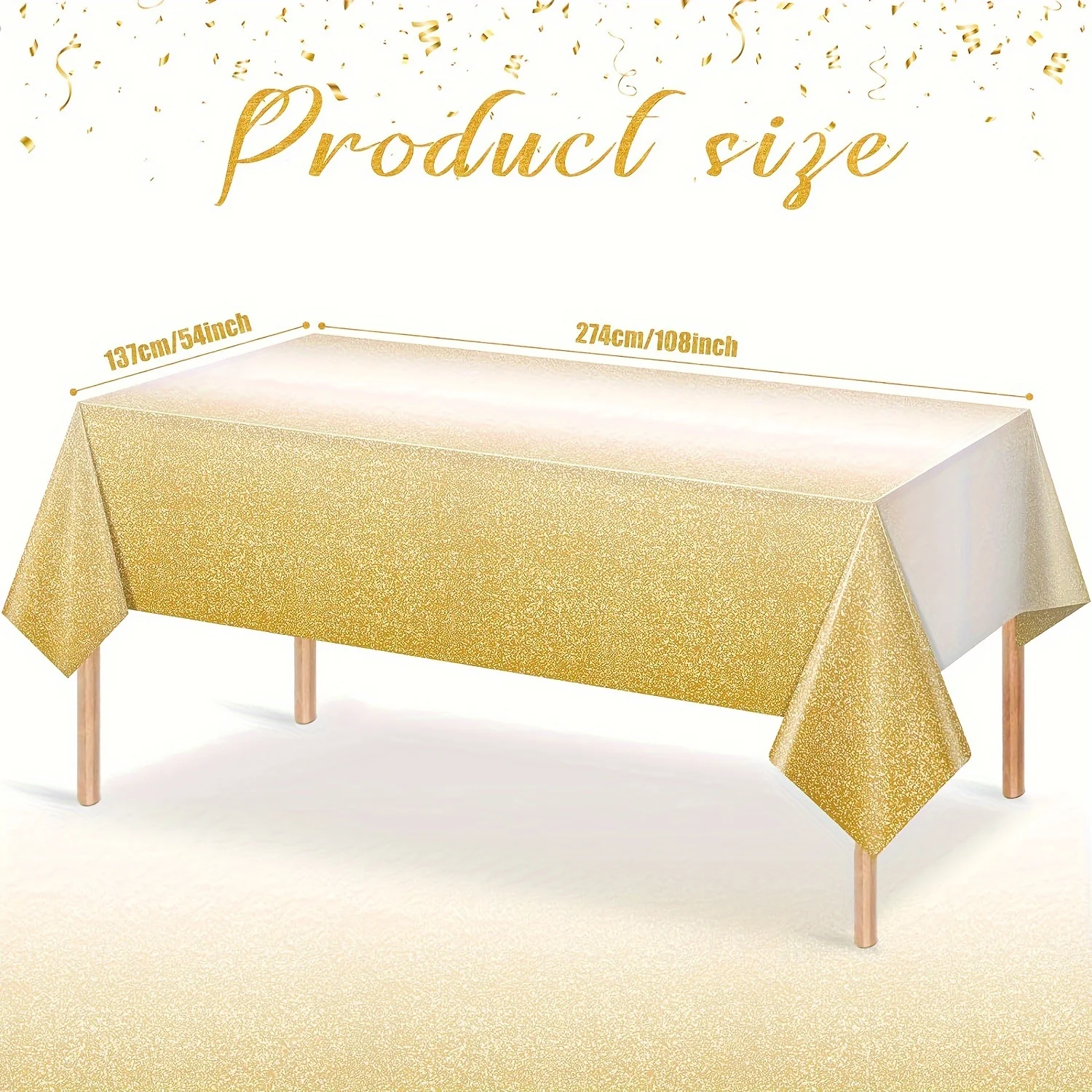1 Pack, Golden Plastic Tablecloth For Parties, Gradient Pastel Golden Disposable Tablecloths For Rectangle Tables, Light Golden