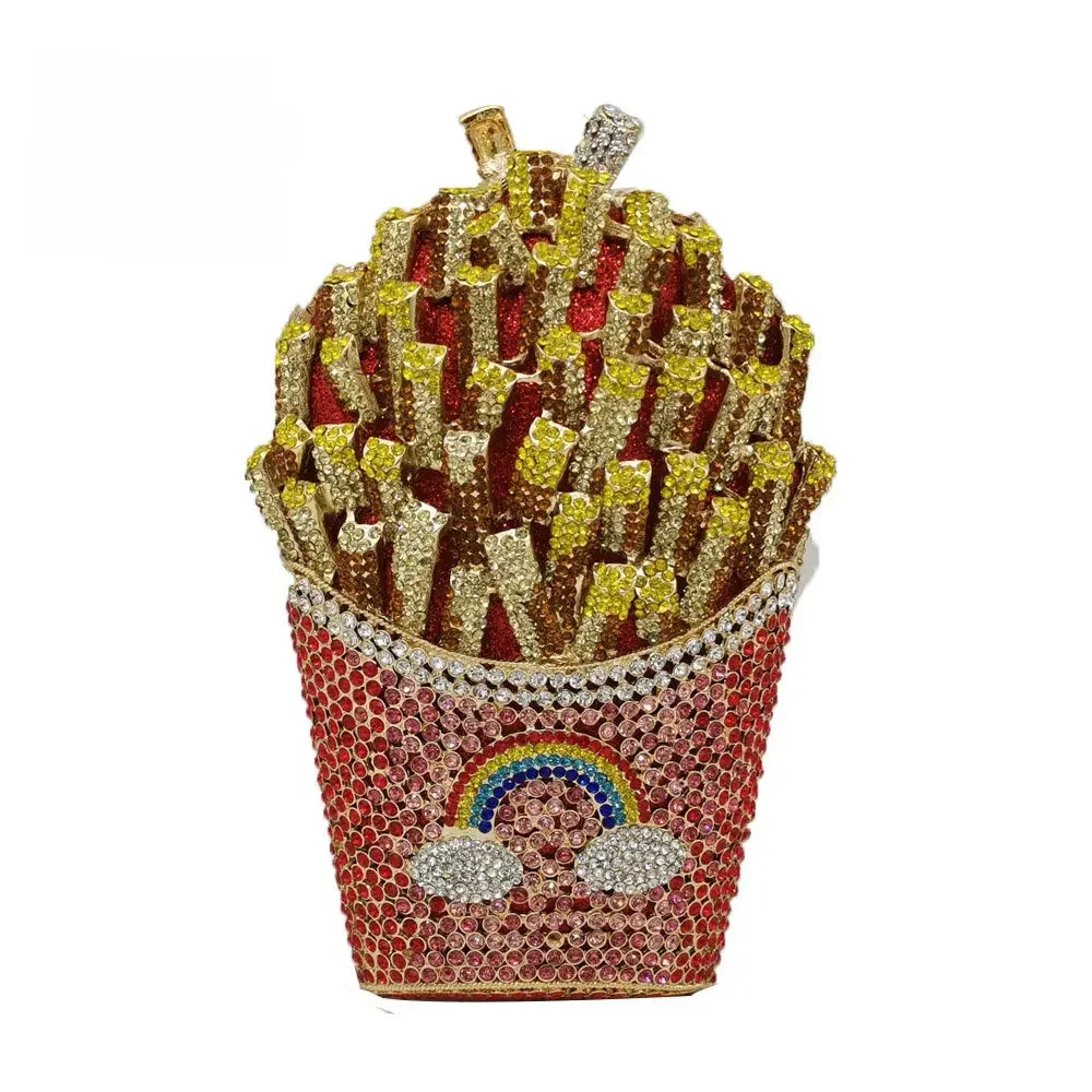 Boutique De FGG (w magazynie) frytki chipsy sprzęgło Minaudiere torba damska kryształowa torebka wieczorowa ślub Rhinestone torebka torebka — zdjęcie 2
