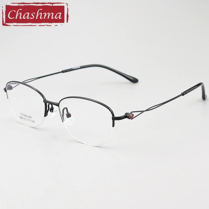 

Chashma Prescription Glasses Elegant Women Pure Titanium Ultra Light Frame High End Eyewear for Recipe Lens Semi Rims Spectacles