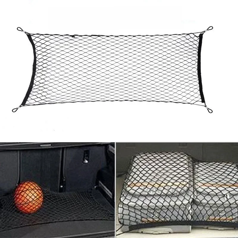 120cm60cmCar-Styling Boot String Mesh Elastic Nylon Rear Back Cargo Trunk Storage Organizer Luggage Net Holder Auto Accessory — zdjęcie 2