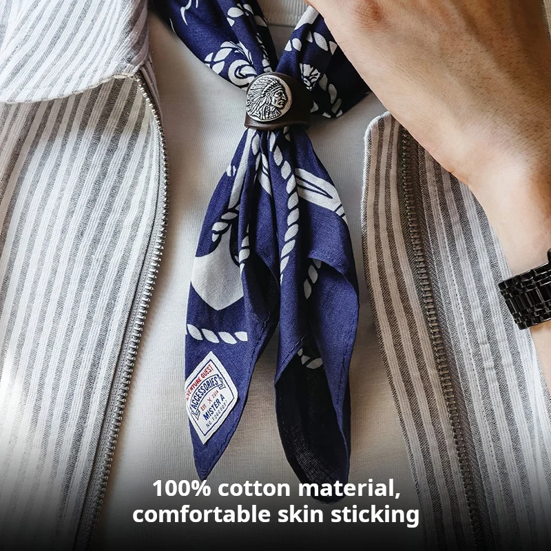 MRA Pure Cotton Bandana Accessories, Trendy Neck Scarves, Headscarves and Neckties for Men, Matched with Leather Bandana Buckles