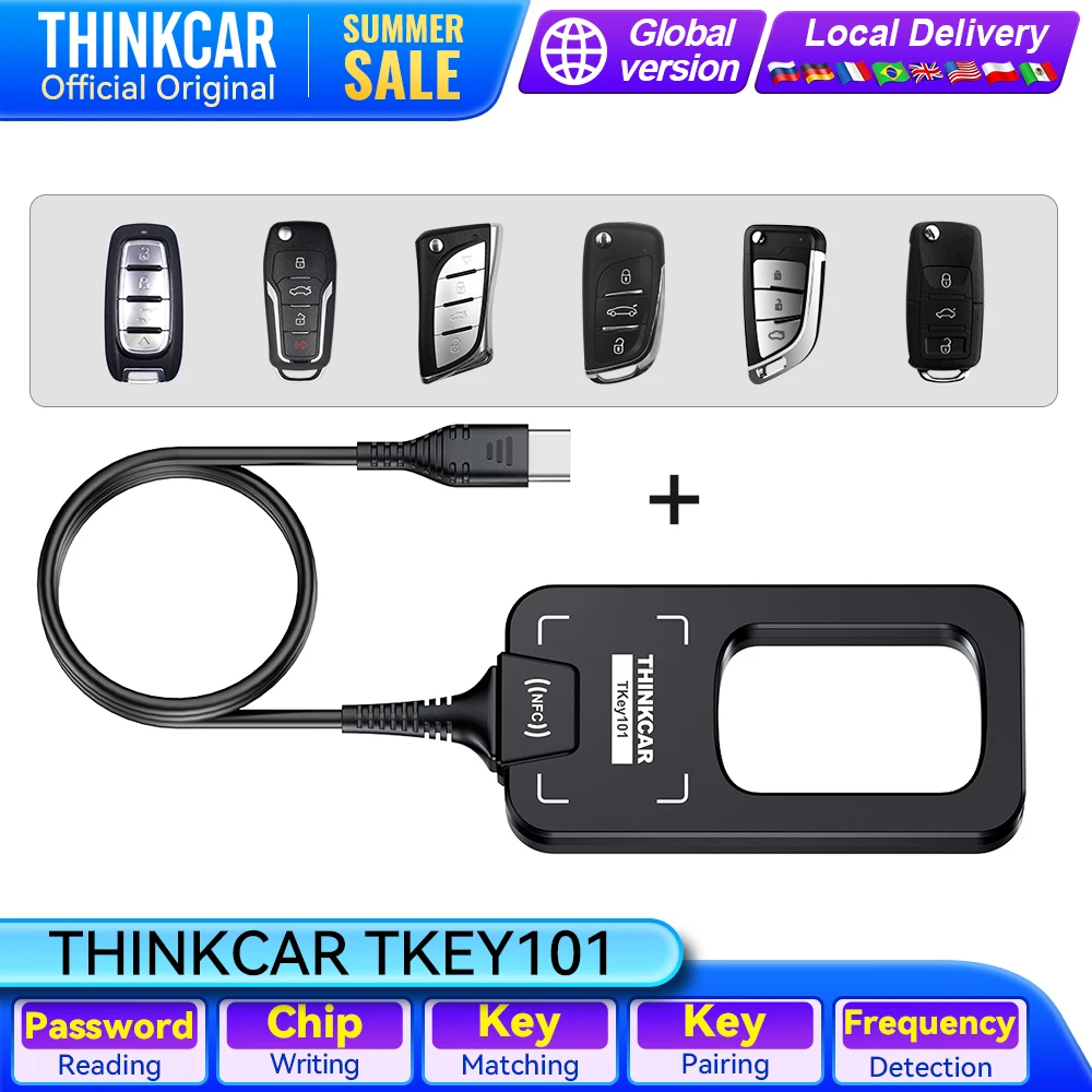

THINKCAR TKey101 Car Key Programming 6 Remote Keys IMMO Anti-theft Matching Work with THINKSCAN 689BT 689 MUCAR 892BT VO8