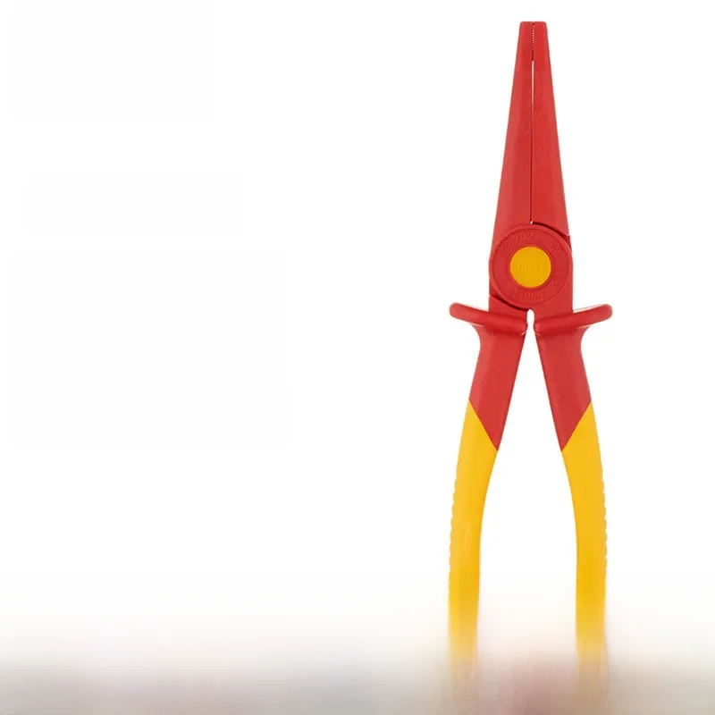 KNIPEX  98 62 02 1000V Insulated Snipe Nose Plastic Pliers 8.6 Inches Long Nose Flat Pliers Tool