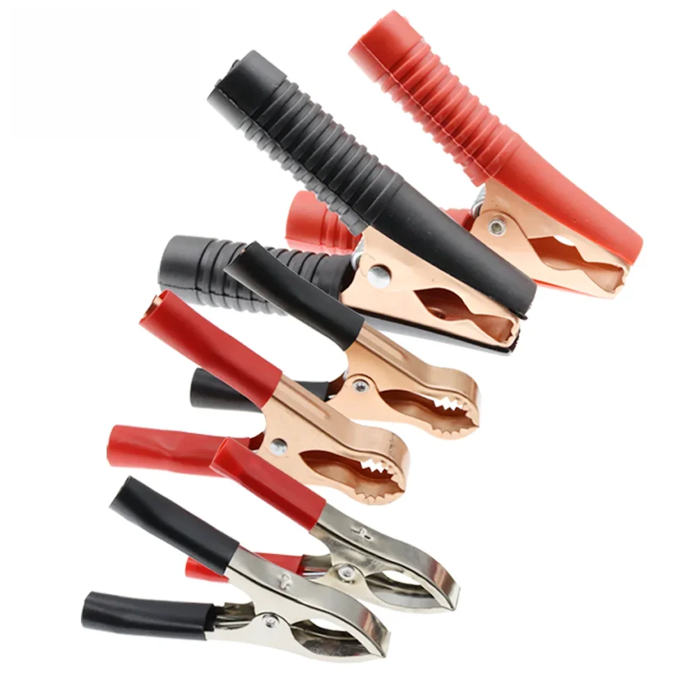 2 pièces 30A 50A 100A pinces Crocodile de voiture pinces de batterie pince Crocodile rouge noir positif négatif 75MM 80MM 90MM longueur rouge noir