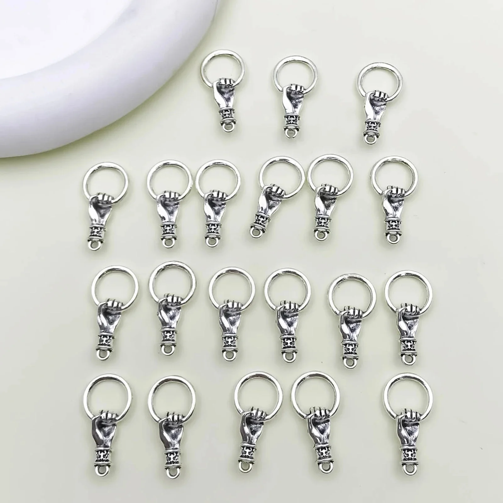 5/10/20/50 sztuk/paczka Grip Hoops ręcznie kreatywne Charms stop cynkowy starożytna srebrzysta biżuteria złącza moda do tworzenia biżuterii — zdjęcie 2