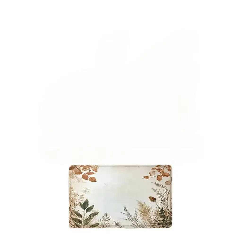 Vintage Botanical Bath Mat: Non-Slip Absorbent Floor Mat with Dried Leaf & Fern Print