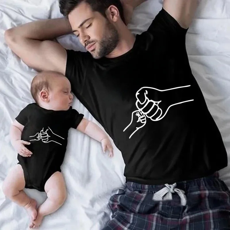 Nouveau Papa et moi famille correspondant t-shirt homme fils fille papa t-shirt hauts enfants bébé fille garçons décontracté body t-shirt Look de famille
