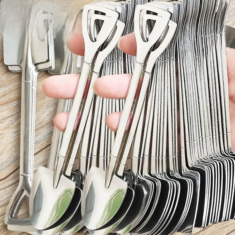 20/2x cuillères à pelle en acier inoxydable or argent Mini cuillère à café fruits crème glacée cuillère à Dessert cuillères ensemble de vaisselle de cuisine