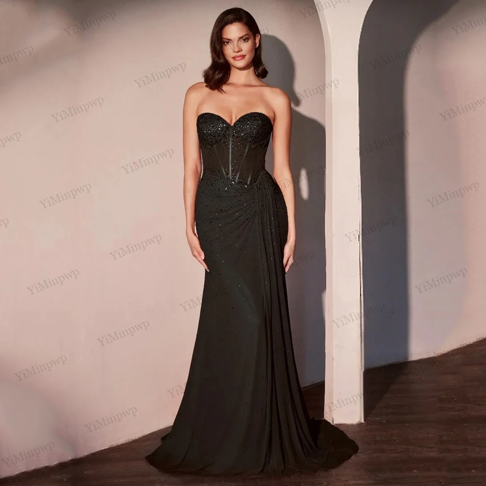 Zeemeermin diamanten galajurk plooi rode avondjurken luxe jurk 2025, sweep trein strapless satijn vestidos de fiesta op maat