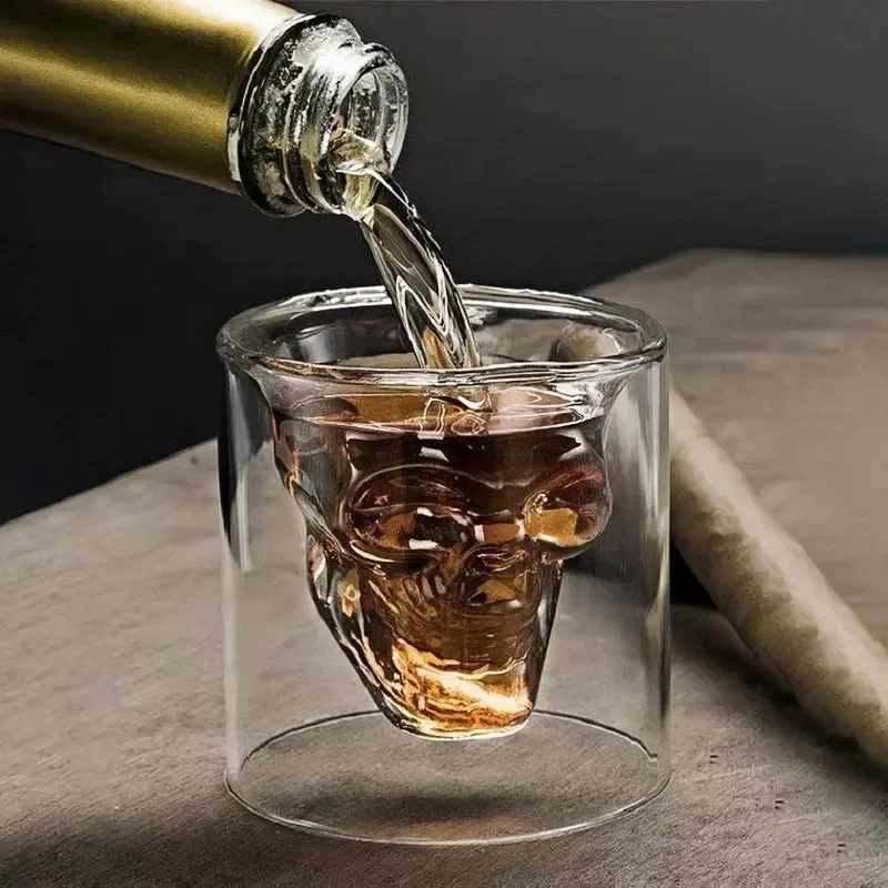 Totenkopf-Glasbecher, 25/75/150/250 ml, kristallklar, kreativer Designer, Party, Bar, Wodka, Bier, Trinkgläser, einzigartiges Neuheitsgeschenk