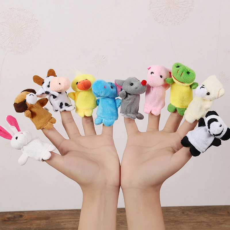 10Pcs Baby Finger Puppet Plush Toy Cartoon Animal Family  Role Play Tell Story Cloth Doll Educational Toys For Children Kids