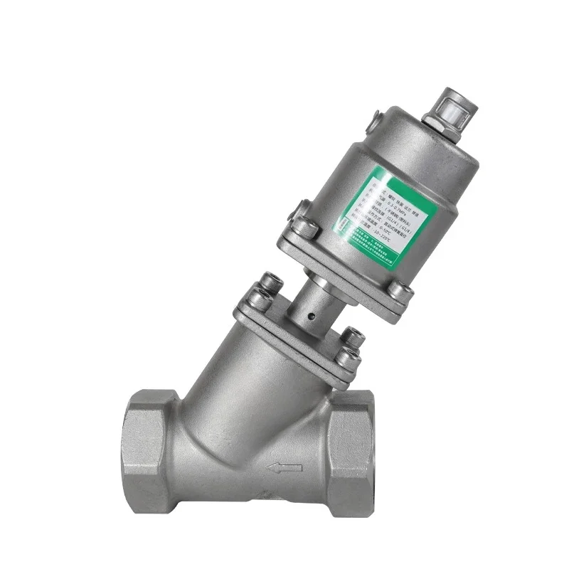 Vanne à siège d'angle pneumatique 1/2 "3/4" 1 ", filetage femelle en acier inoxydable DN15 DN20 DN25, vanne d'arrêt rapide pour vapeur haute température
