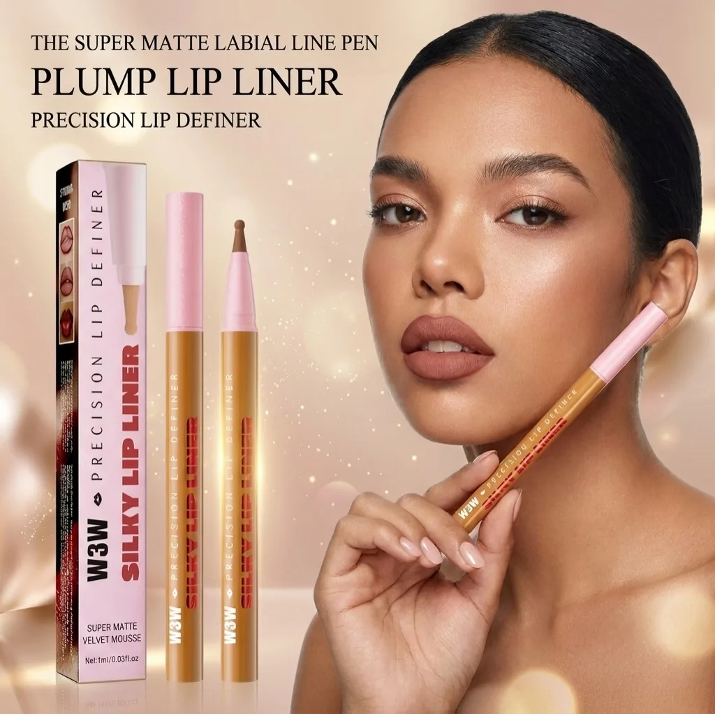 Longwear Liquid Lip Liner Waterproof, 24 Hour Long Lasting Lip Liner Stain Marker Pen, 2-in-1 Matte Semi Permanent Lipliner