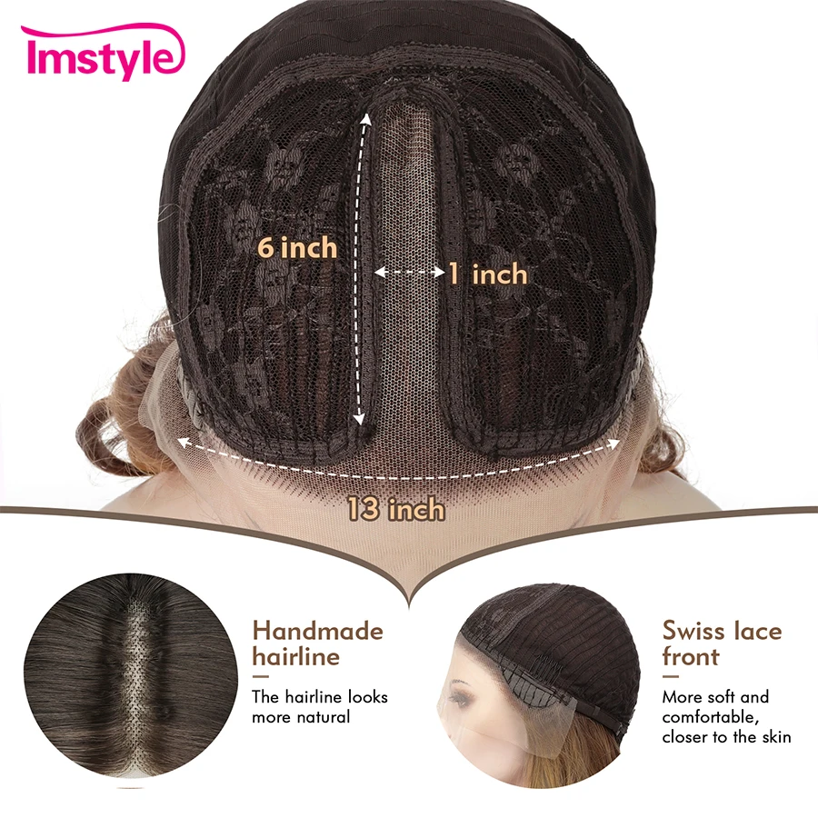 Imstyle Synthetische Kant Voorkant Pruik Blonde Pruik Highlight Groen Steil Haar Middendeel Pruik Hittebestendige Cosplay Pruiken Voor Vrouwen