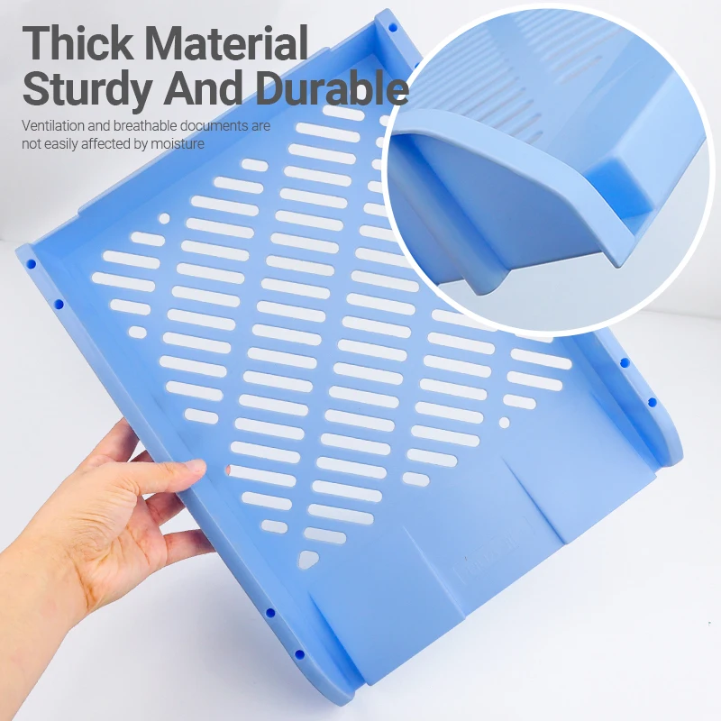 HUAJIE Morandi اللون متعدد الطبقات منظم ملفات سطح المكتب رف صينية تخزين مجوفة مقاومة للرطوبة حامل مستندات مكتبي متين