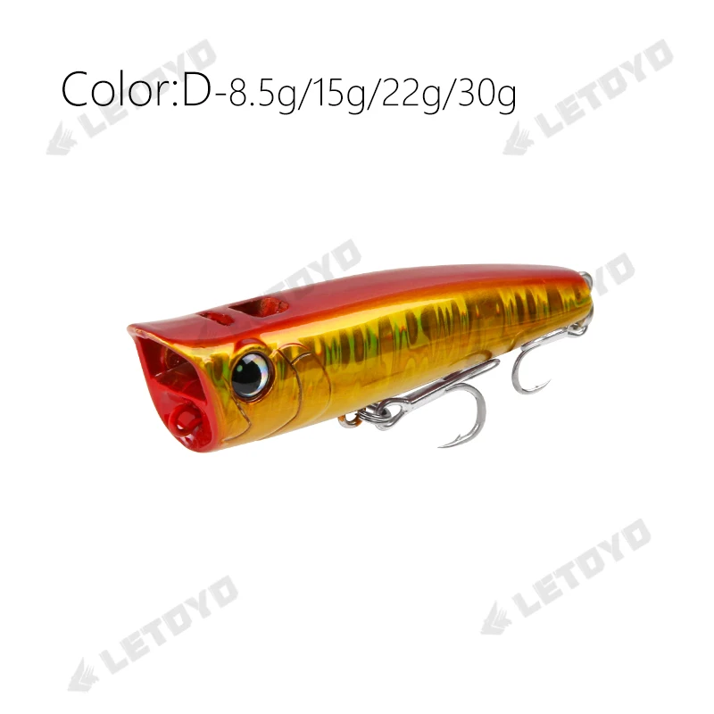 LETOYO Topwater Popper 8,5–30 g schwimmende Rock-Pop künstliche Hartköder für Barsch, Barsch, Hecht, Angelköder