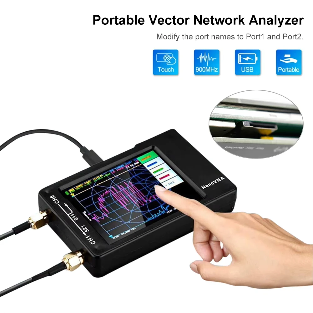 New 2.8 Inch NanoVNA-H Vector Network Antenna Analyzer 50KHz-1.5GHz MF HF VHF UHF Digital Antenna Tester