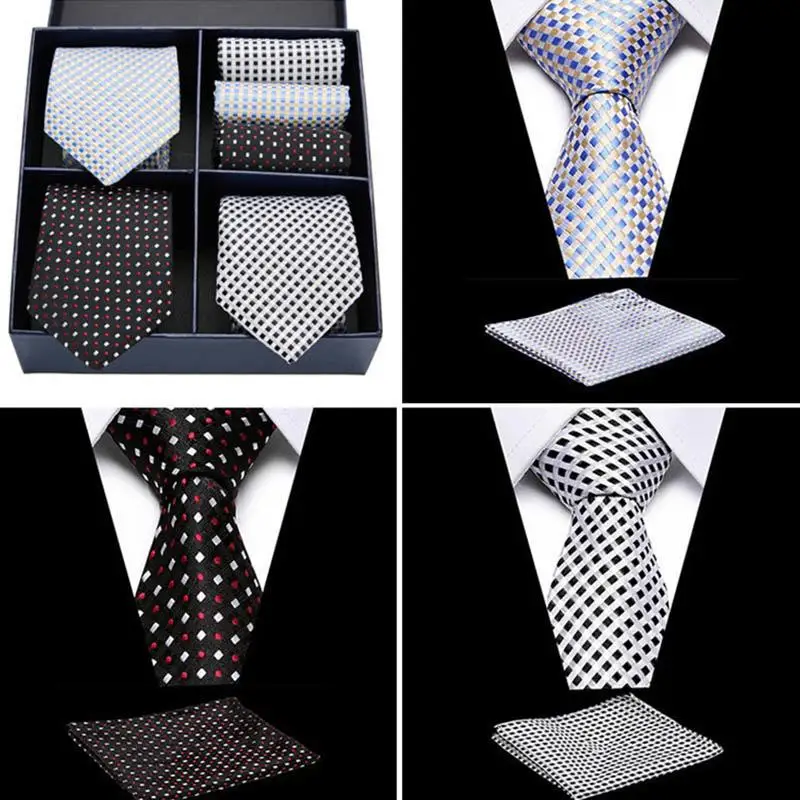 

Мужская подарочная коробка, галстук, деловой полосатый галстук, квадратный шарф, комбинированный набор, подарочная коробка