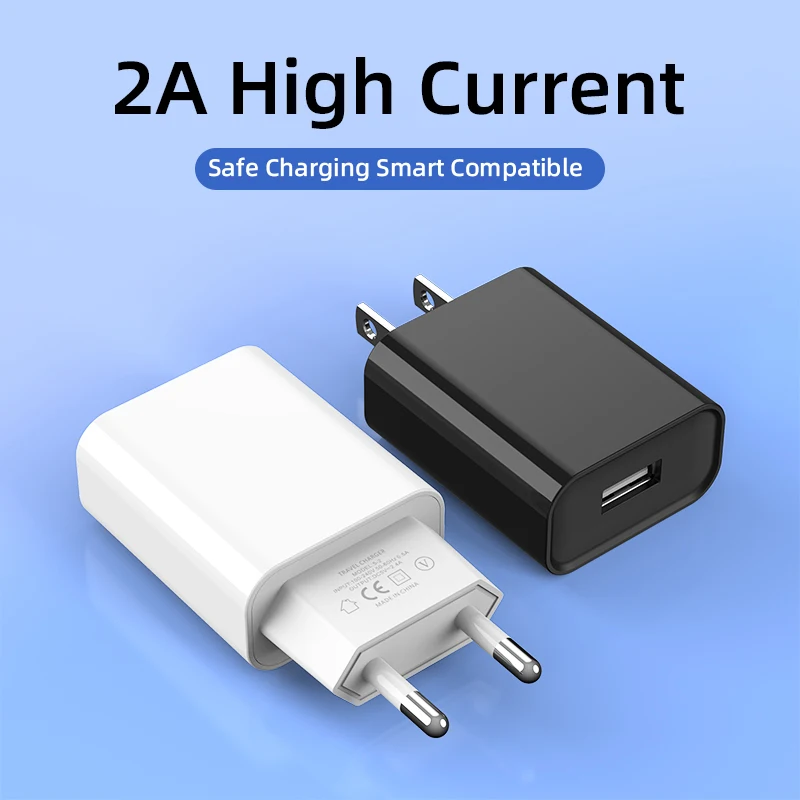 10W USB Charger 2A Fast Charging QC3.0 Wall Charging Adapter For Xiaomi14 Huawei OPPO Quick Charge 3.0 EU/US Plug Phone Charger