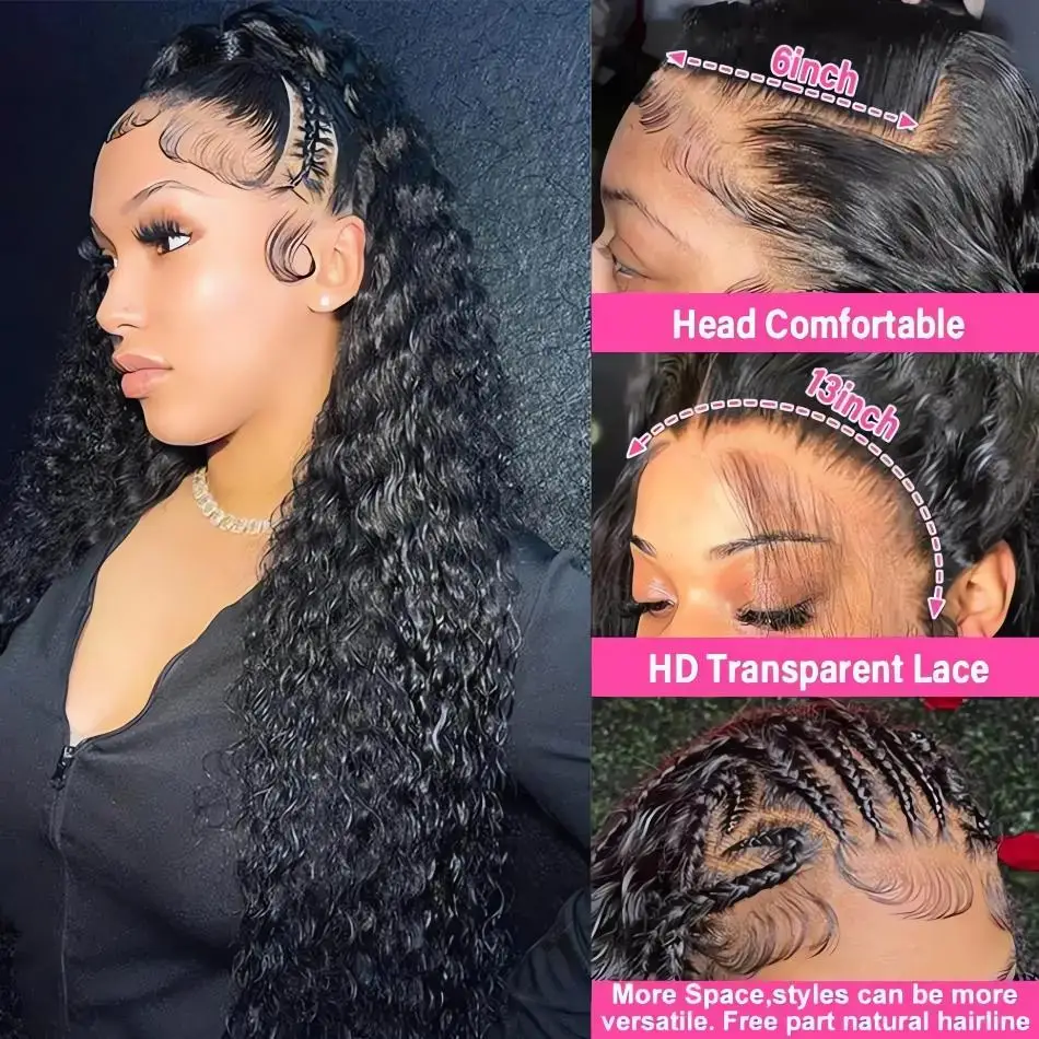 13X4 13X6 Hd Lace Frontal Wig 30 40 Inch Curly Wigs Deep Wave Frontal Wig Brazilian Preplucked Lace Front Wigs For Women