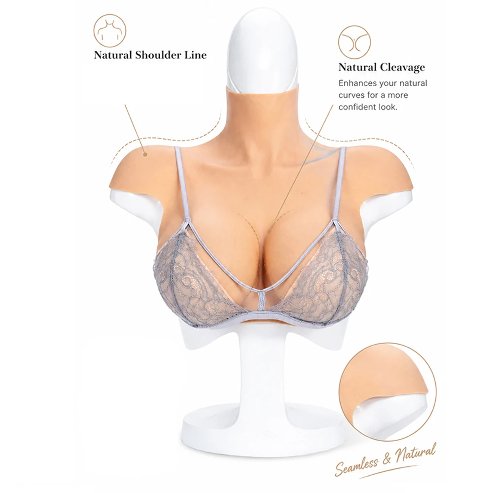10 THGEN Realistic Silicone Chest Cosplay Cross Dressing Crossdresser Drag Queen Breast Fake Costumes For Transgender Silicone Breast Forms With Shoulder Pads Transgender Large Size Fake Chest Artificial Breast