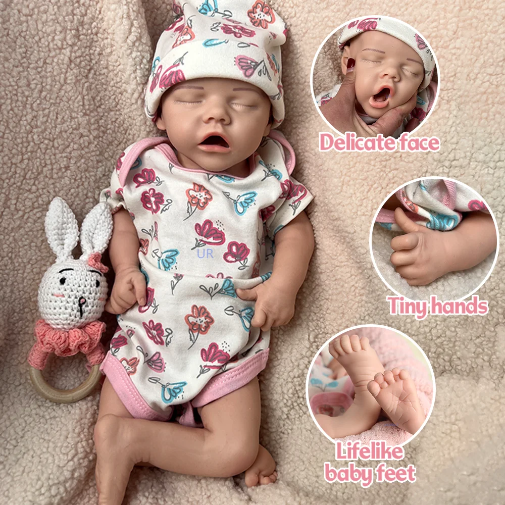 Exquisita muñeca de bebé renacida de silicona pintada a mano de 18 pulgadas, perfecta para la colección de arte de bebés renacidos, uso en guarderías, regalos de festivales