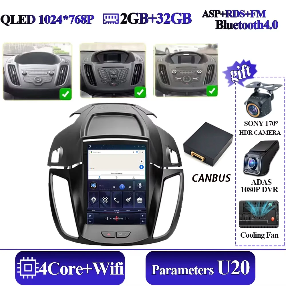 Android 16 autoradio voor Ford Kuga 2 Escape 3 2012-2019 Android 13 autoradio draadloze CarPlay 2 Din GPS navigatie Bluetooth