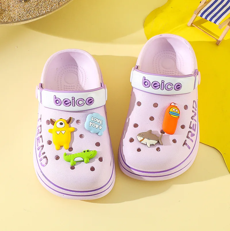 Children Clogs Beach EVA Lightweight Home Slippers Outdoor Summer Non-Slip Garden Shoes Cartoon Hole Shoes Girl and Boy Scandals