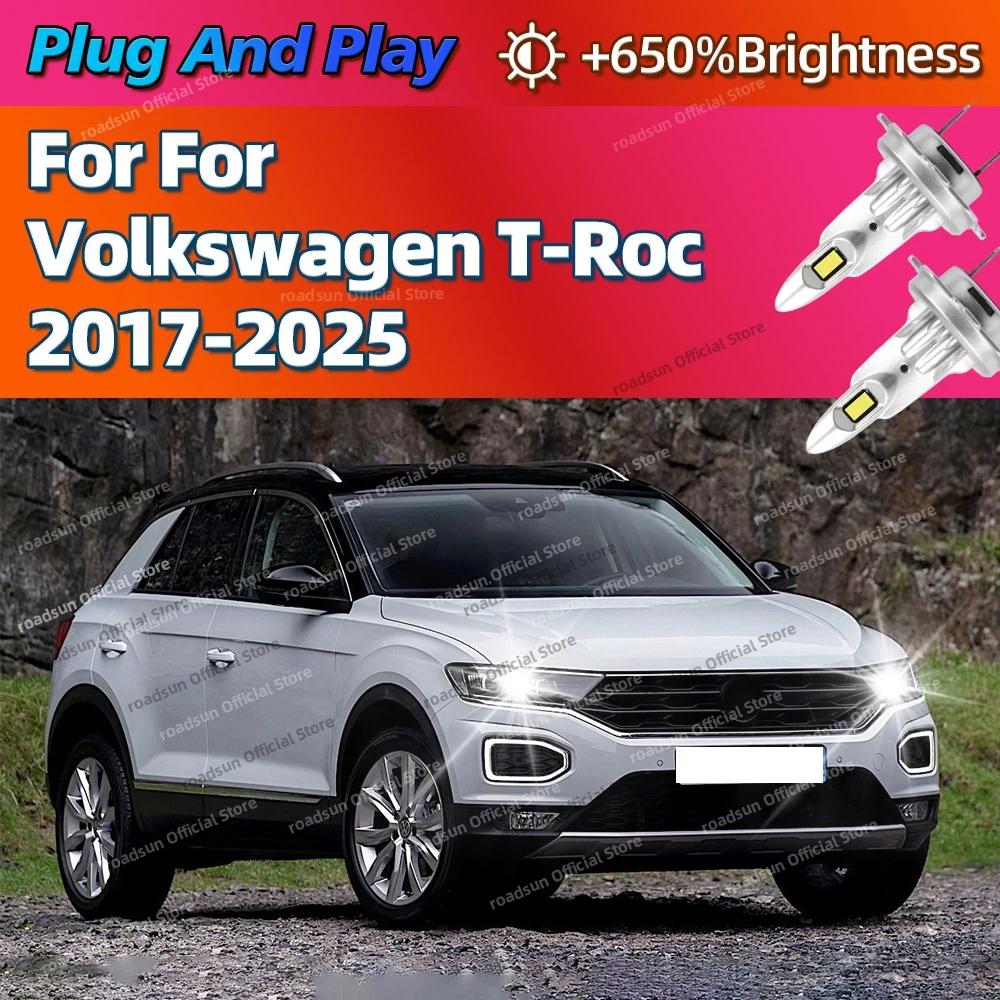 2/4Pcs High Power Headlight Chips LED Lights Bulbs 160W For Volkswagen T-Roc TRoc 2017-2025 2018 2019 2020 2021 2022 2023 2024