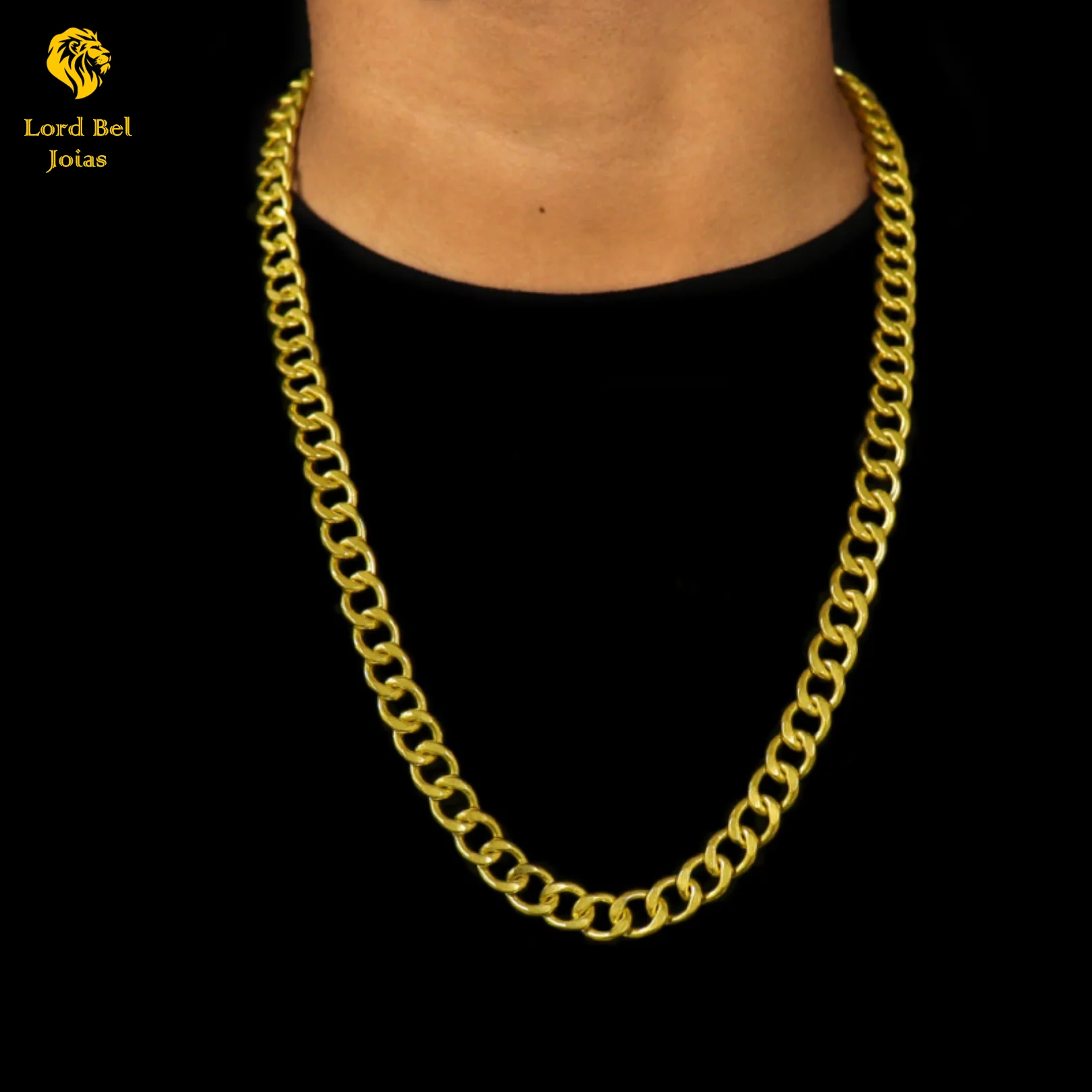 18mm Nordic Gold Shine 18K Grumet Pitbull Chain-Old Coin Male Cord | Lord Well Luxury Jewelry of Brazil