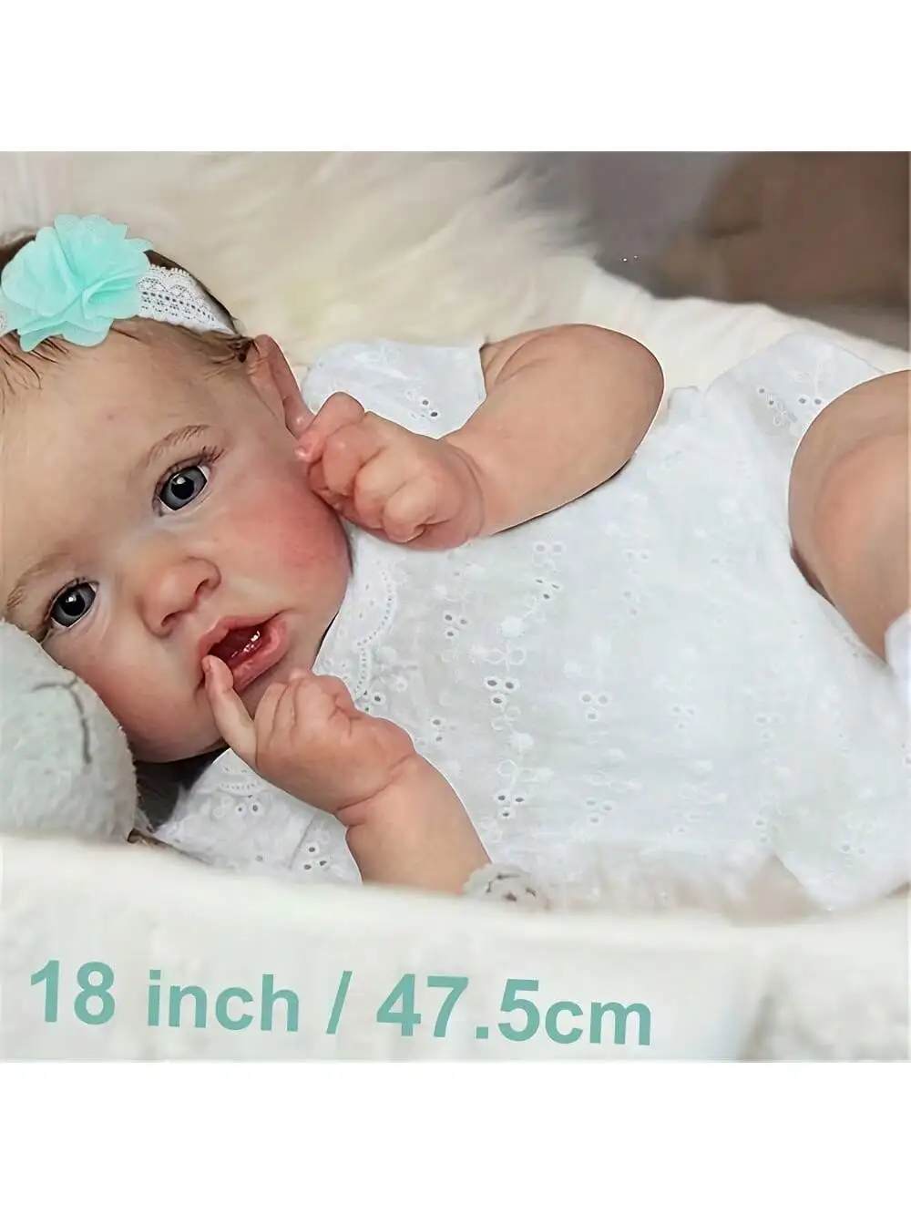دمى أطفال حديثي الولادة نابضة بالحياة - دمية أطفال واقعية من الفينيل الناعم مقاس 18 بوصة، دمى أطفال حقيقية قابلة للوضع (دمية فقط/بدون ملحقات)