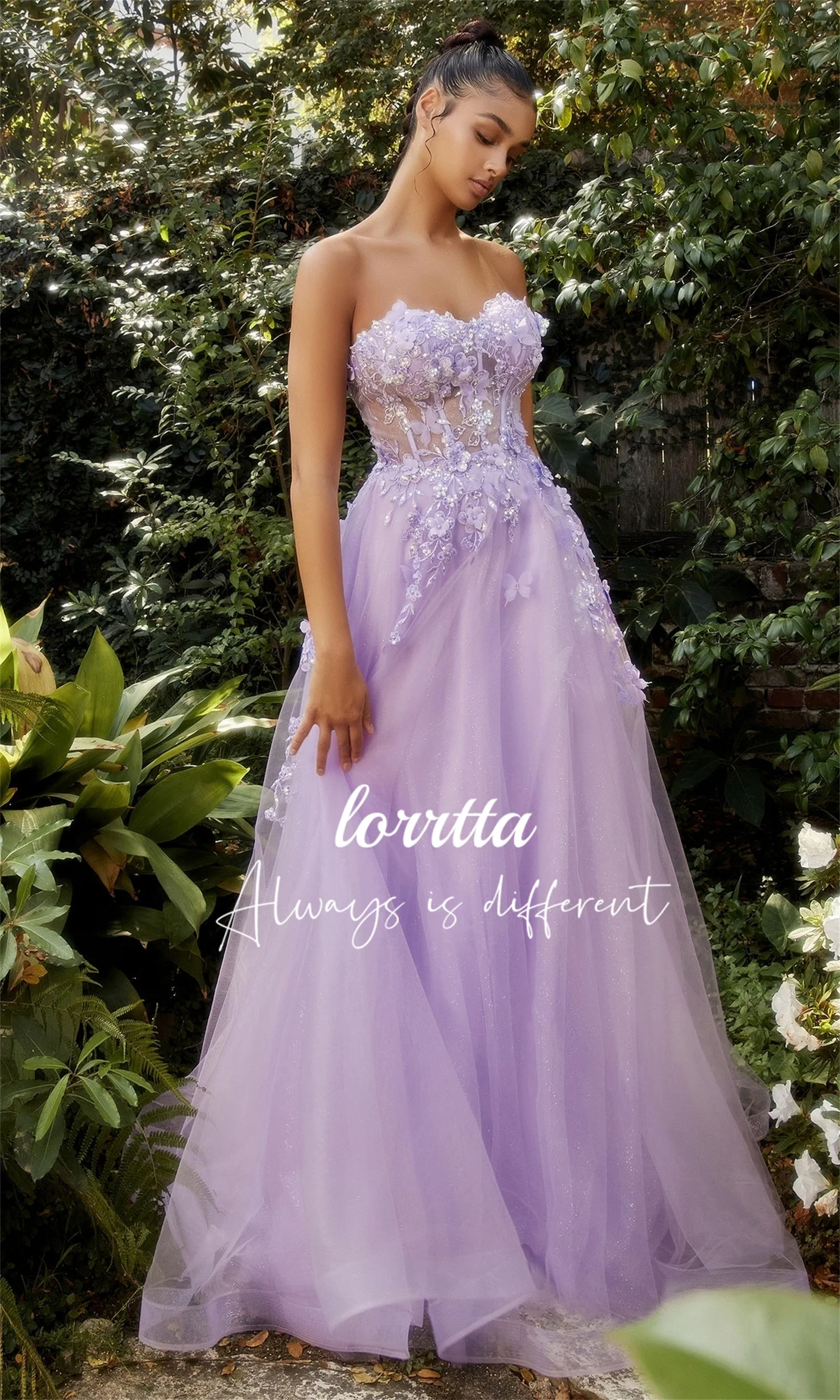 

Lorrtta Removable Puff Sleeves Appliqué Sweetheart Neckline Strapless Party Evening Dress Ball Gown فساتين مناسبة رسمية الحفلات