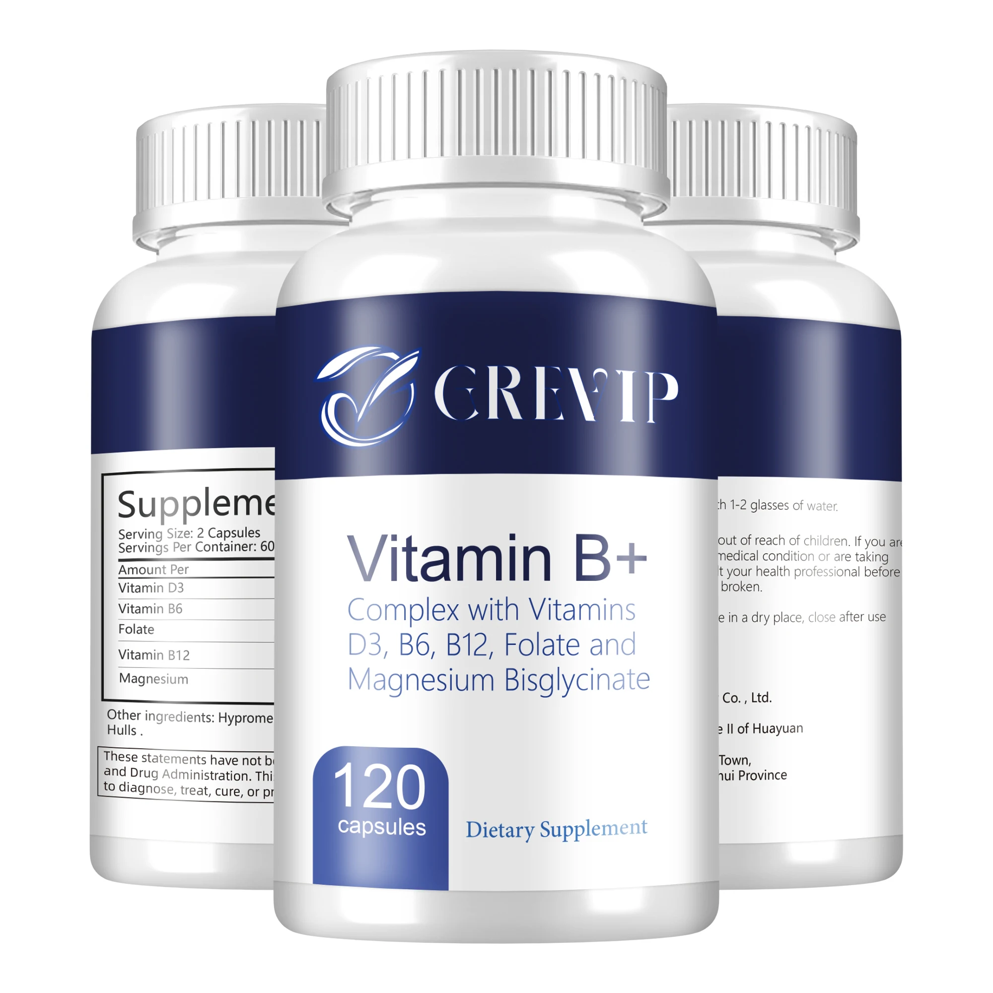 Vitamin B Supplement - Reduce Stress, Better Mood Support, Immune Health, Relieve Fatigue, Improve Digestion - 120 Capsules