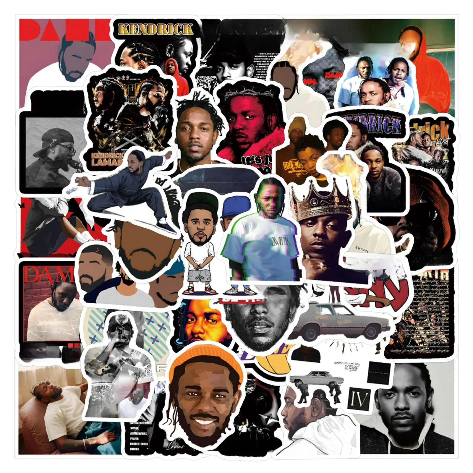 AliExpress 10/30/55PCS Kendrick Lamar Stickers American Rappers Cartoon Sticker Fridge Luggage Laptop Guitar Car Bike Skateboard Decals Toy