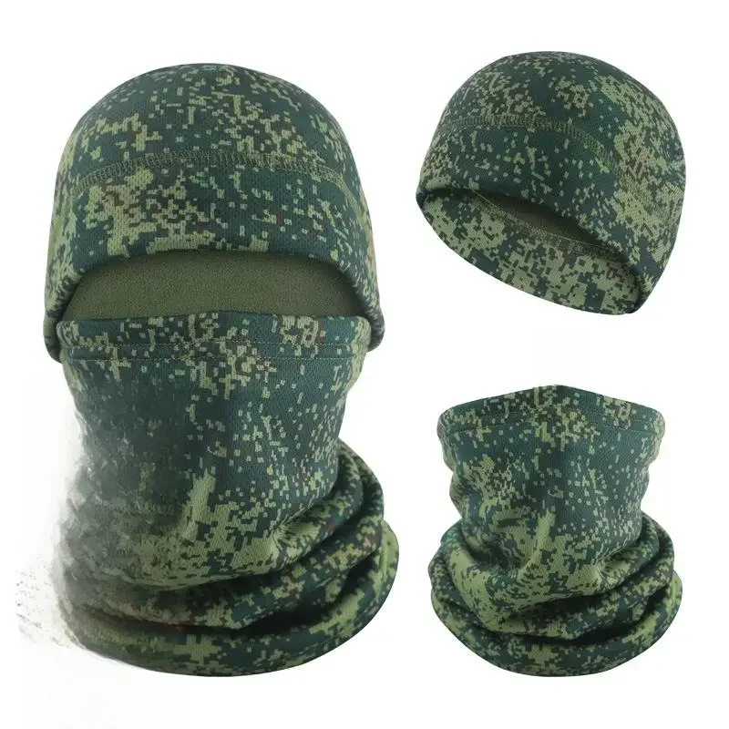 AliExpress NONE 2Pcs/set Cap with Scarf Winter Camouflage Fleece Hat Outdoor Cycling Warm Cold Men Helmet Lining Snow EMR Tiger Camouflage