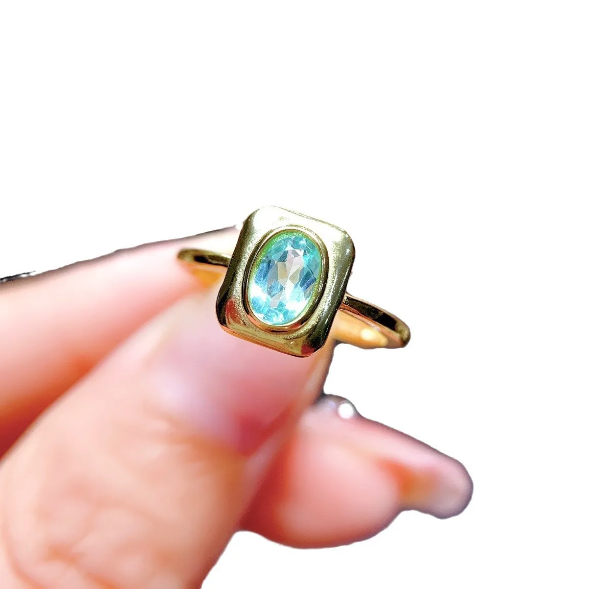 KJJEAXCMY Girls' Pure Natural 4x6mm Apatite Necklace Pendant Ring Set 925 Pure Silver Plated 18K Gold Christmas Gift Girlfriend