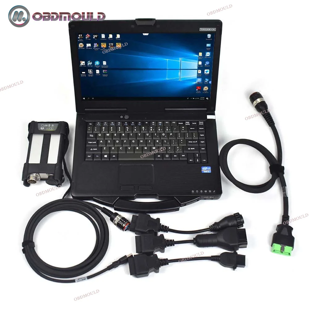 Untuk for-Volvo Vocom II 88894000 88890300 VOCOM 2 peralatan teknologi Kit diagnostik truk + CF53 perangkat lunak Laptop