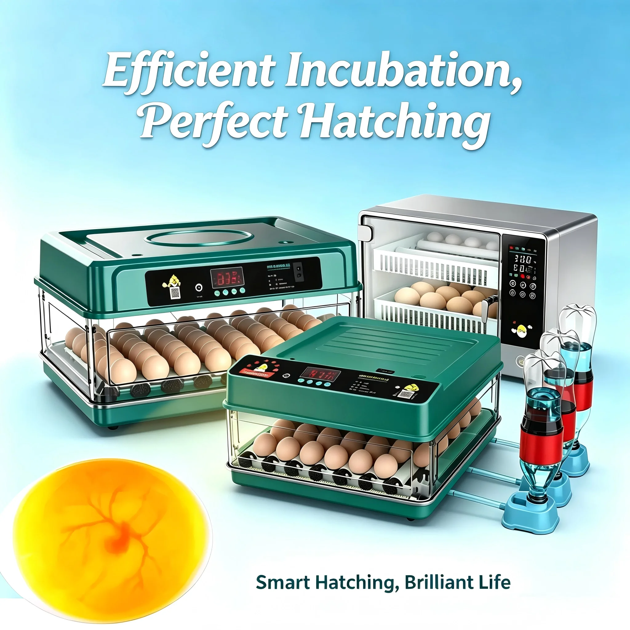 Incubadora de Huevos para Aves, Codornices y Huevos de Gallina, Incubadora Automática para Granja, Herramienta de Incubación Avícola con Volteador de Huevos