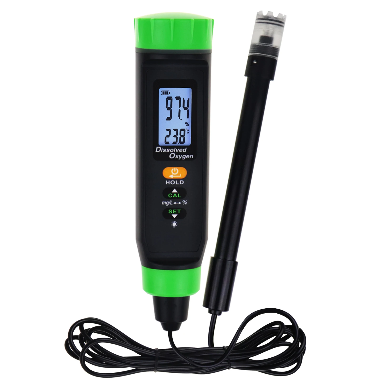 

Pentype Dissolved Oxygen DO Meter w/ Floating Probe, Backlight Function, Large Screen for Aquaculture, Lab Etc