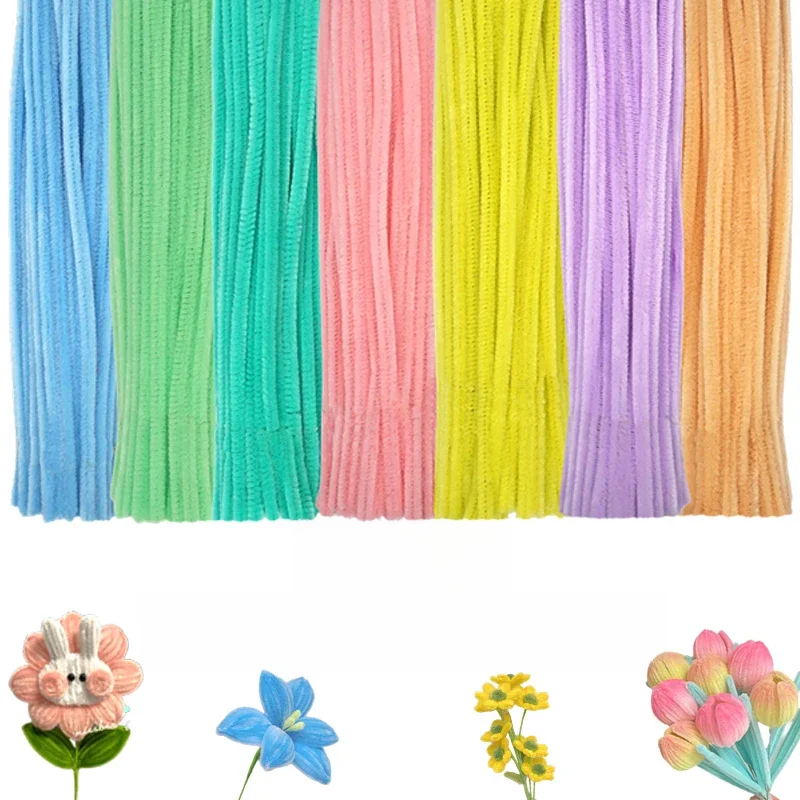 Pijpreinigers 100 Pcs 7 Kleuren Chenille Stengels Voor Diy Ambachtelijke Decoratie Creatieve Schoolprojecten (30Cm X 12 Inch, Macaron Kleuren) - afbeelding 2
