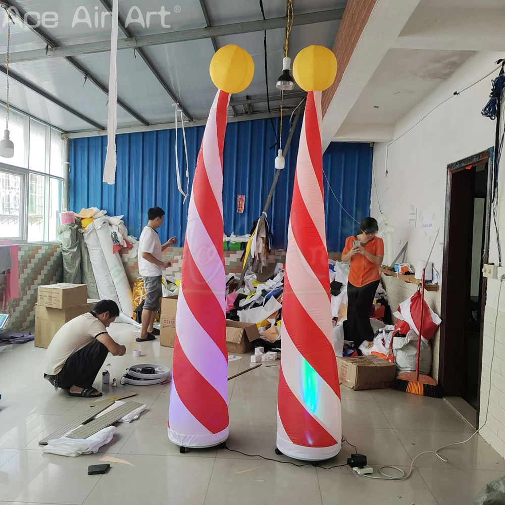 Customized 2.4m H LED Light Party Inflatable Curve Cone Come with Base Air Blower for Events