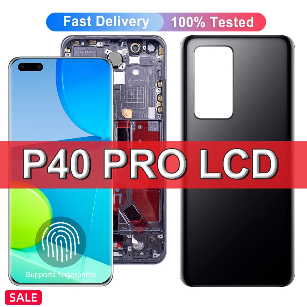 6.58'' P40 Pro Display For HUAWEI P40 Pro ELS-NX9 ELS-N04 Lcd Display Touch Screen Replacement +Frame Assembly with Fingerprint