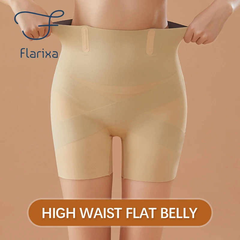 Flarixa Seamless High Waist Boxer For Women Belly Control Panties Hips Lift Body Shaper Tummy Slimming Underwear Safety Pants