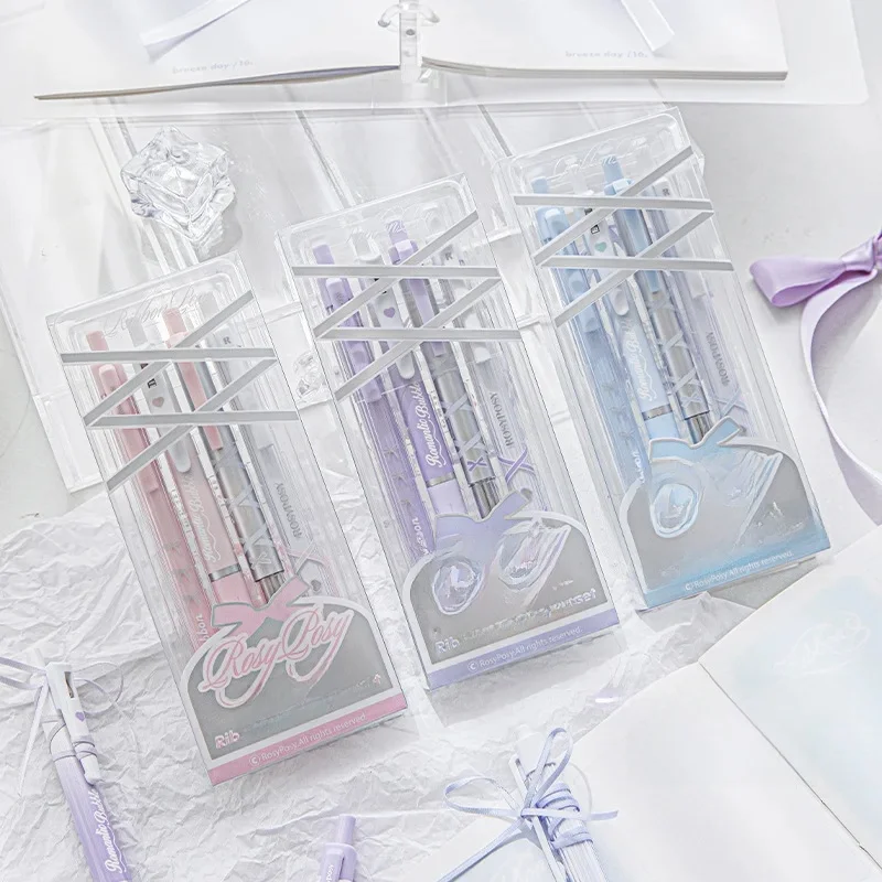 Communautés with-Stylo Gel Kawaii, Papeterie, Fournitures pour Étudiants, Document Solide, Série Ballet RosyPosy, 0.38/0.5mm, Stylo d'Écriture Noir, 4 Pièces/Ensemble