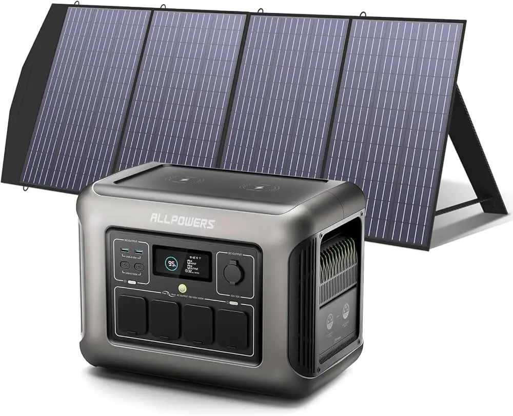 프리미엄 새 상품 @@ ALLPOWERS R1500 LITE 휴대용 파워 스테이션 1056Wh LFP 배터리 (4개의 1600W AC 콘센트 포함) 35dB UPS
