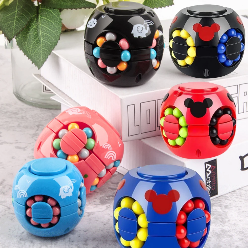 1 pc baby toys,Educational small toys,spinning magic bean puzzle toy, magic bean cube toy and fidget spinner two-in-one toy