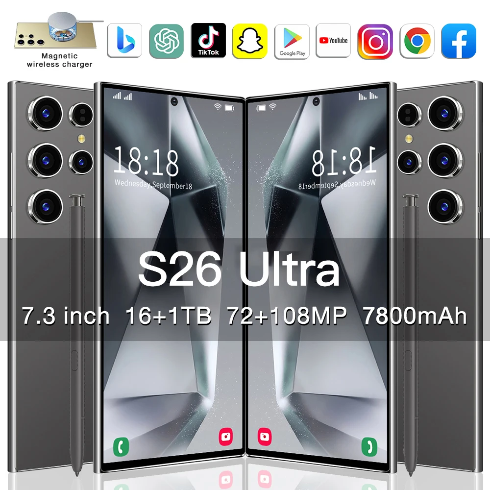 

2025New S26 Ultra 7.3HD Cellphones Global Version 4G 5G Original Smartphone Dual SIM Android 14 Cell Phone 8000mAh Mobile Phones