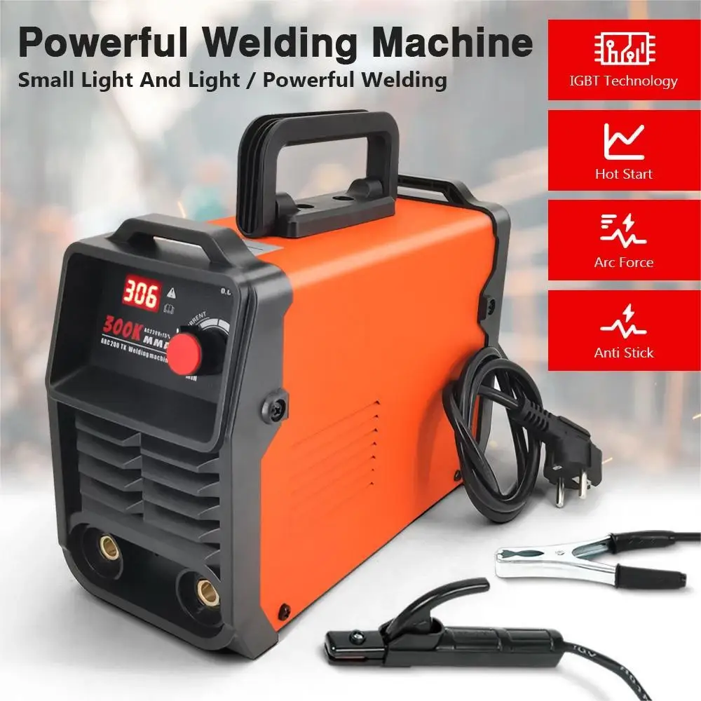 Máquina de Soldar Portátil 300K-MMA 220V con Pantalla Digital LCD, Arranque en Caliente, 300A ARC con Portaelectrodos y Herramienta para Alambre